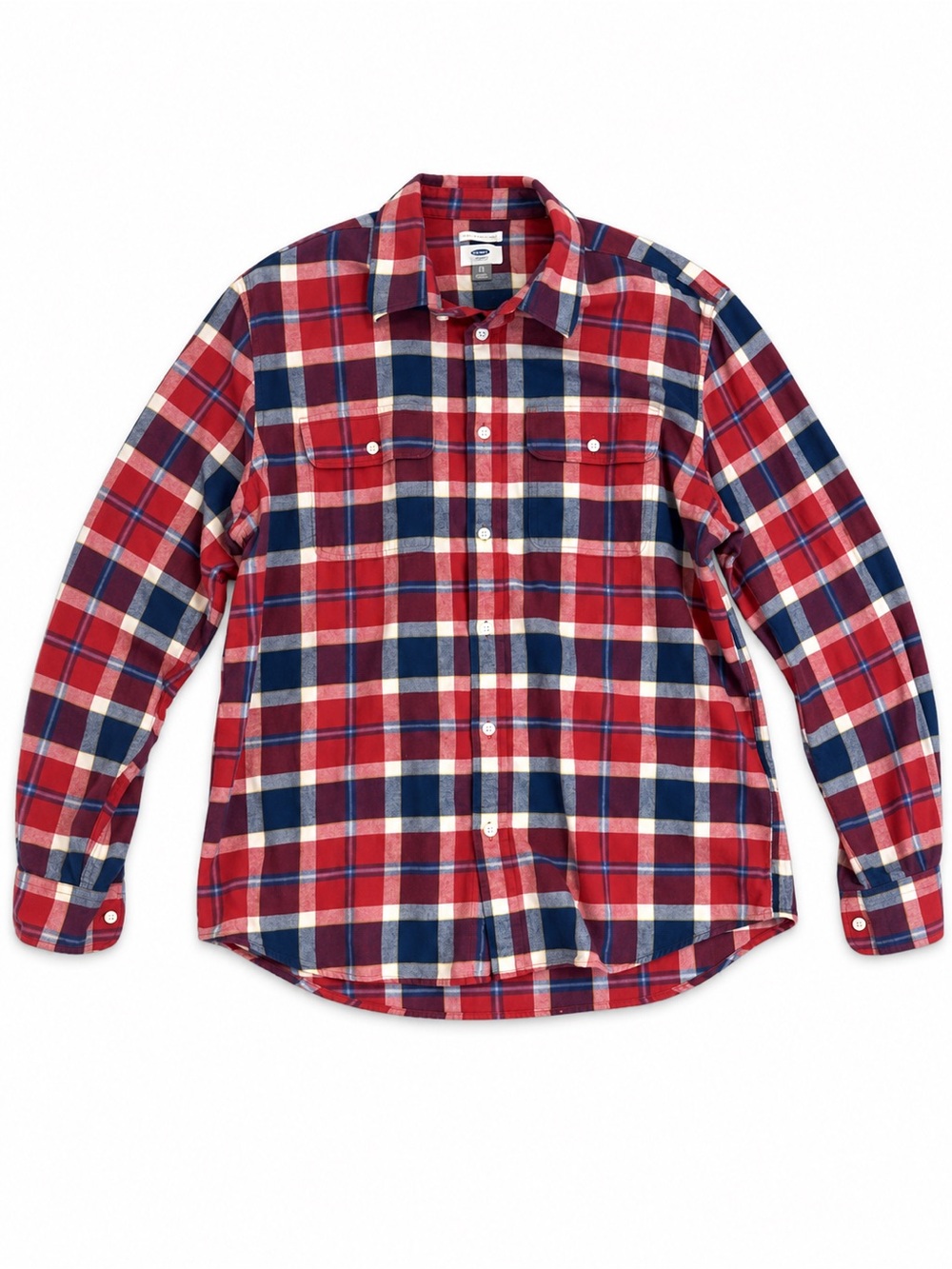 Old Navy Red, Navy & White Plaid Button-Down Shirt